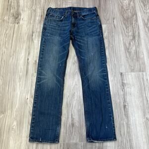 Bullhead Mens Blue Distressed Straight Leg Jeans Size W30 L30